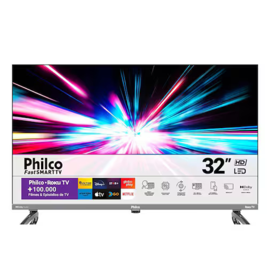 Smart TV Philco 32, Dolby Audio, LED, Roku TV - PTV32K34RKGB - Smart TV LED 32 polegadas