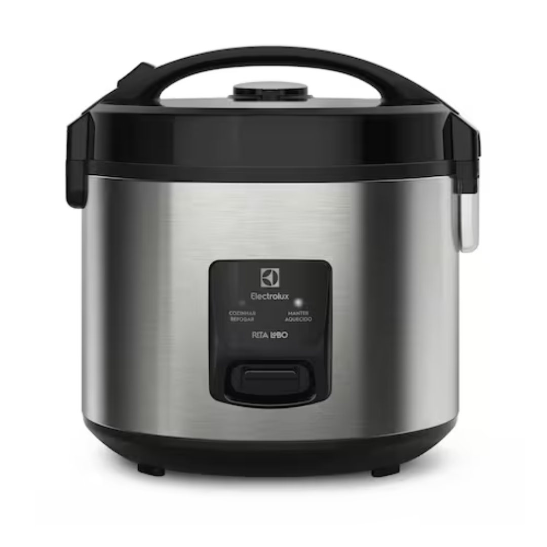 Panela Elétrica de Arroz Electrolux Efficient ERC20 por Rita Lobo com Trava de Segurança 3,5L – Inox e Preta - Panela Elétrica de Arroz Electrolux Efficient 3,5L
