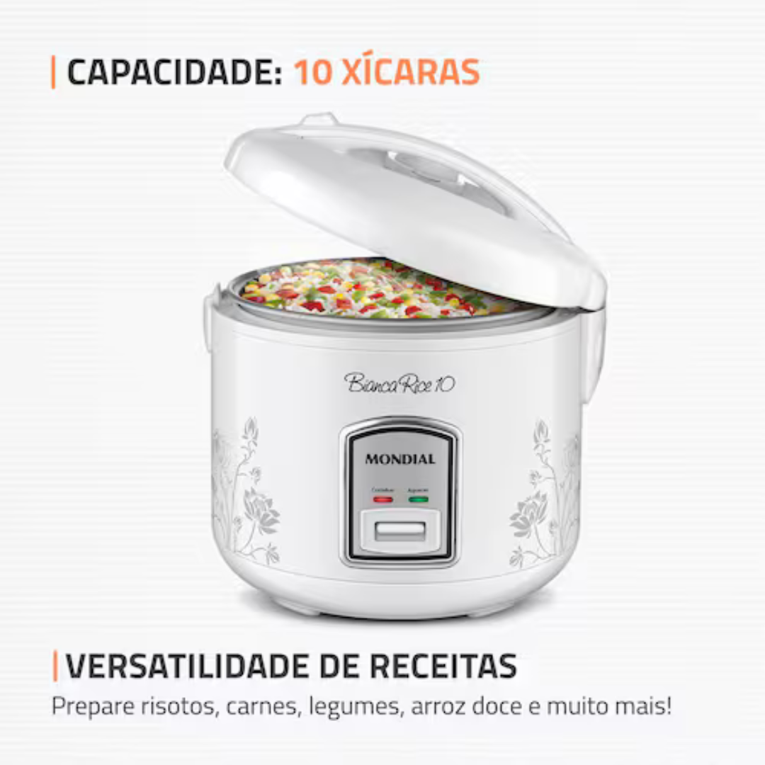 Panela Elétrica de Arroz Mondial Bianca Rice PE-10 10 Xícaras - Branca - 110V - Imagem 3