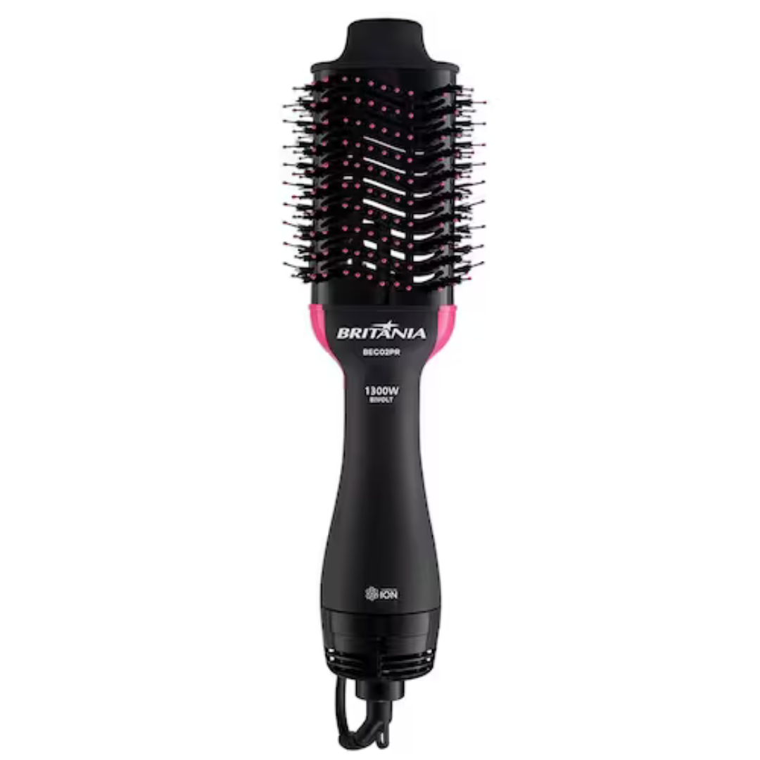 Escova Secadora Britânia BEC02PR Cabo Giratório Bivolt 1300W - Preta e Rosa - Imagem 2