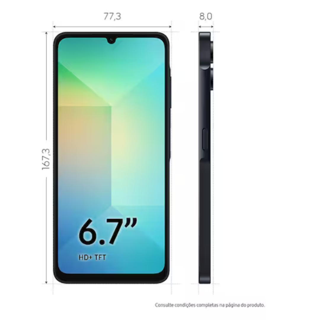 Smartphone Samsung Galaxy A06, 128GB, 4GB RAM, Tela 6.7", Câm. Traseira 50+2MP, Frontal 8MP - Azul Escuro - Imagem 4