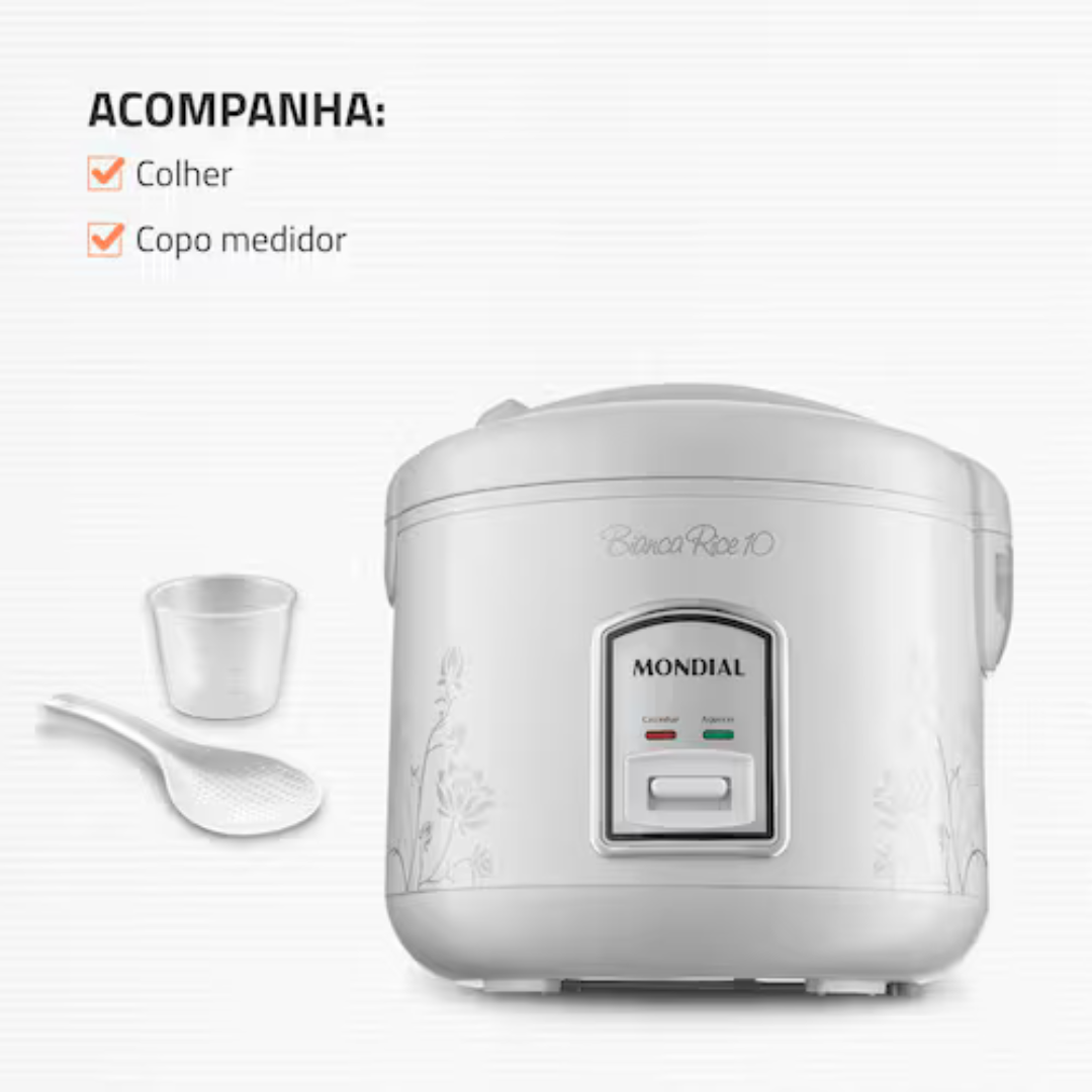 Panela Elétrica de Arroz Mondial Bianca Rice PE-10 10 Xícaras - Branca - 110V - Imagem 7