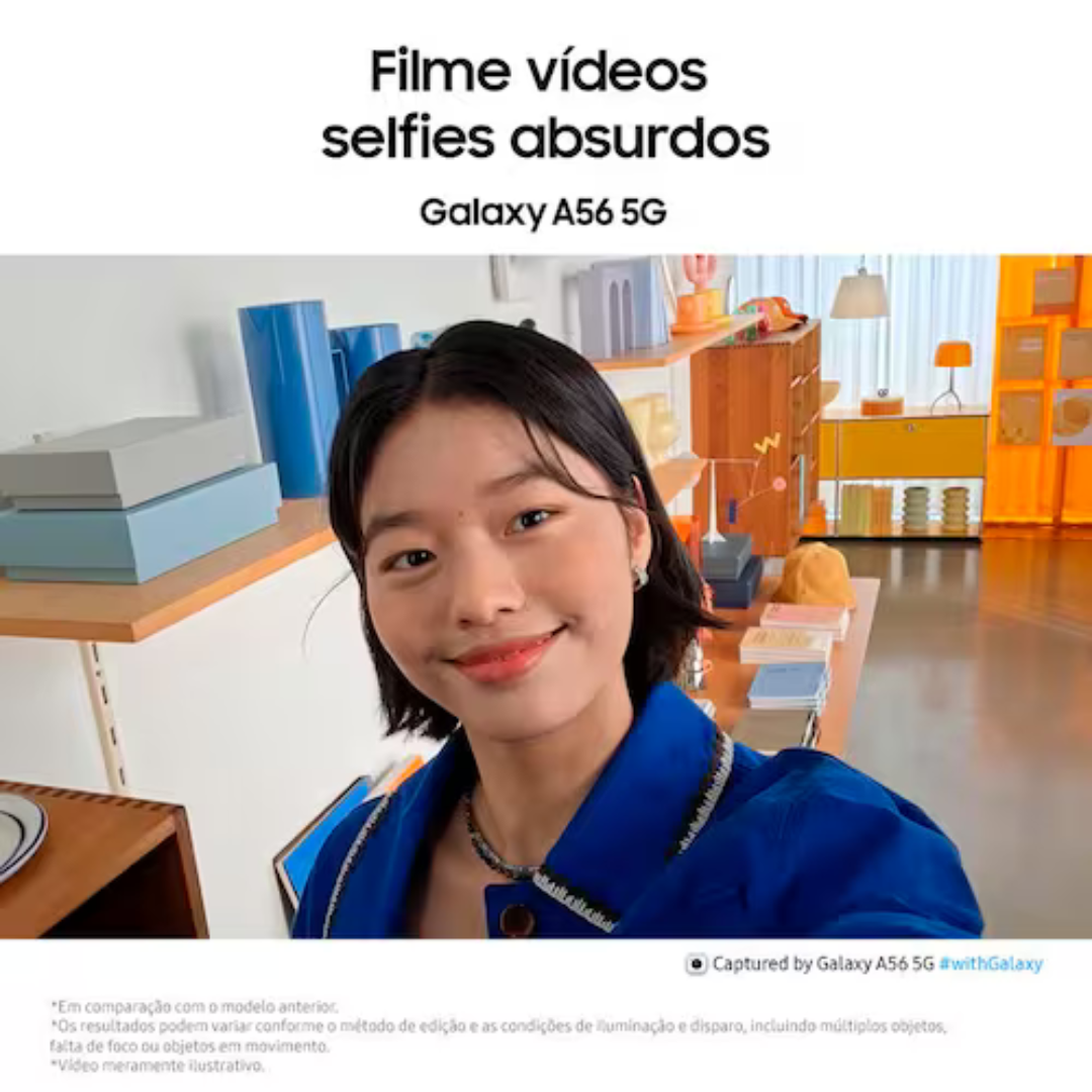 Smartphone Samsung Galaxy A56 Tela Super AMOLED 6.7" 128GB 5G Câmera Tripla até 50MP Vídeo HDR e Recursos AI Cinza - Imagem 7