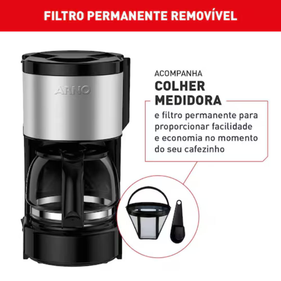 Cafeteira Elétrica Arno Perfectta Inox CFPI 12 Xícaras - Preta - 110V - Imagem 4
