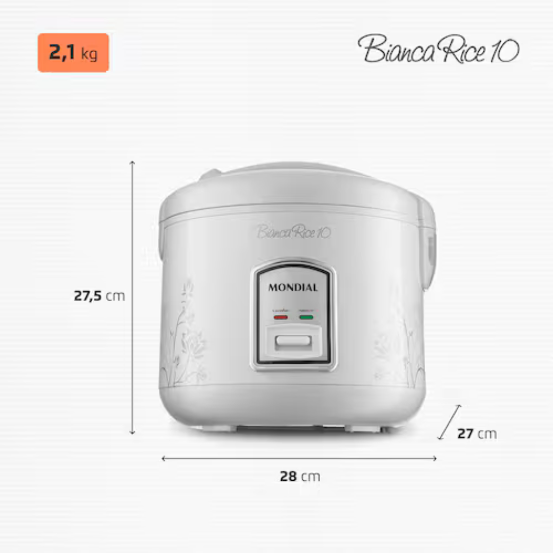 Panela Elétrica de Arroz Mondial Bianca Rice PE-10 10 Xícaras - Branca - 110V - Imagem 8