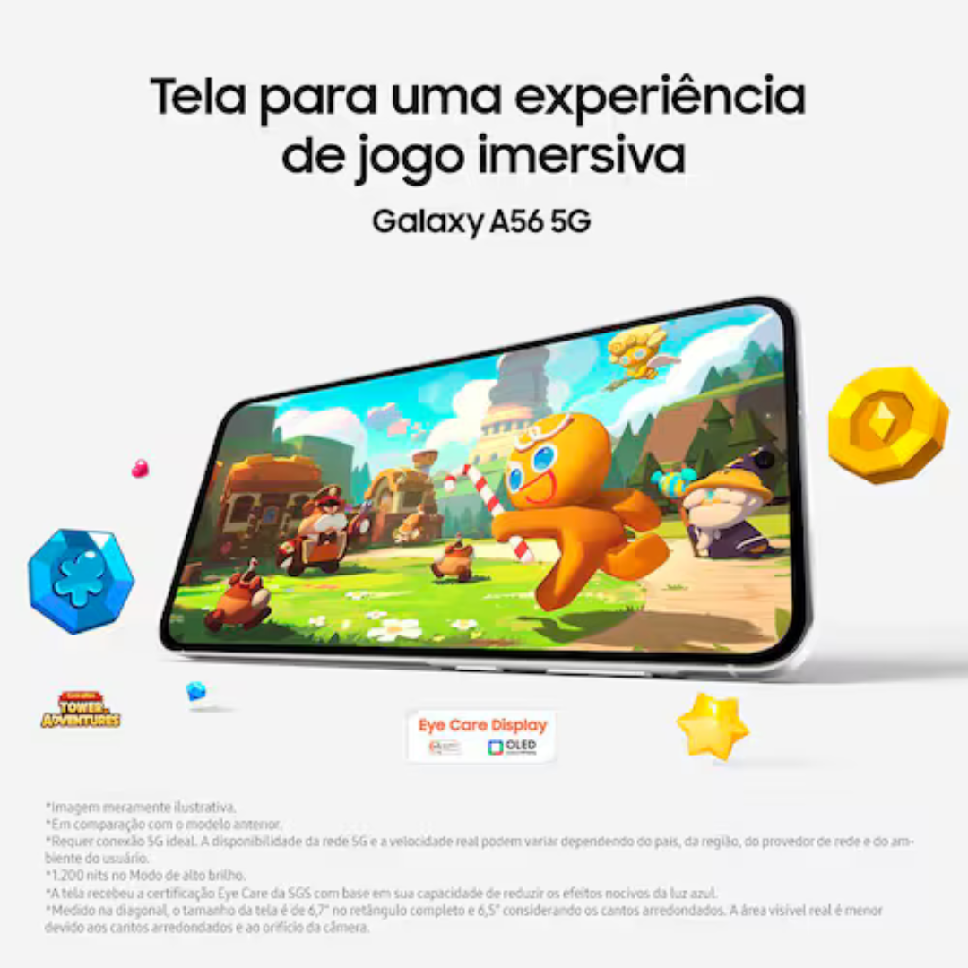 Smartphone Samsung Galaxy A56 Tela Super AMOLED 6.7" 128GB 5G Câmera Tripla até 50MP Vídeo HDR e Recursos AI Cinza - Imagem 8