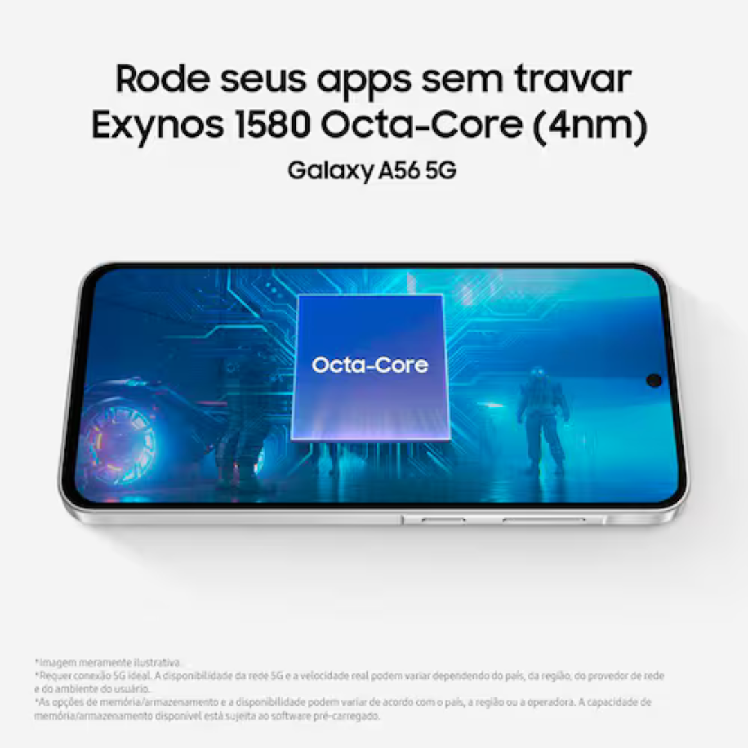 Smartphone Samsung Galaxy A56 Tela Super AMOLED 6.7" 128GB 5G Câmera Tripla até 50MP Vídeo HDR e Recursos AI Cinza - Imagem 9